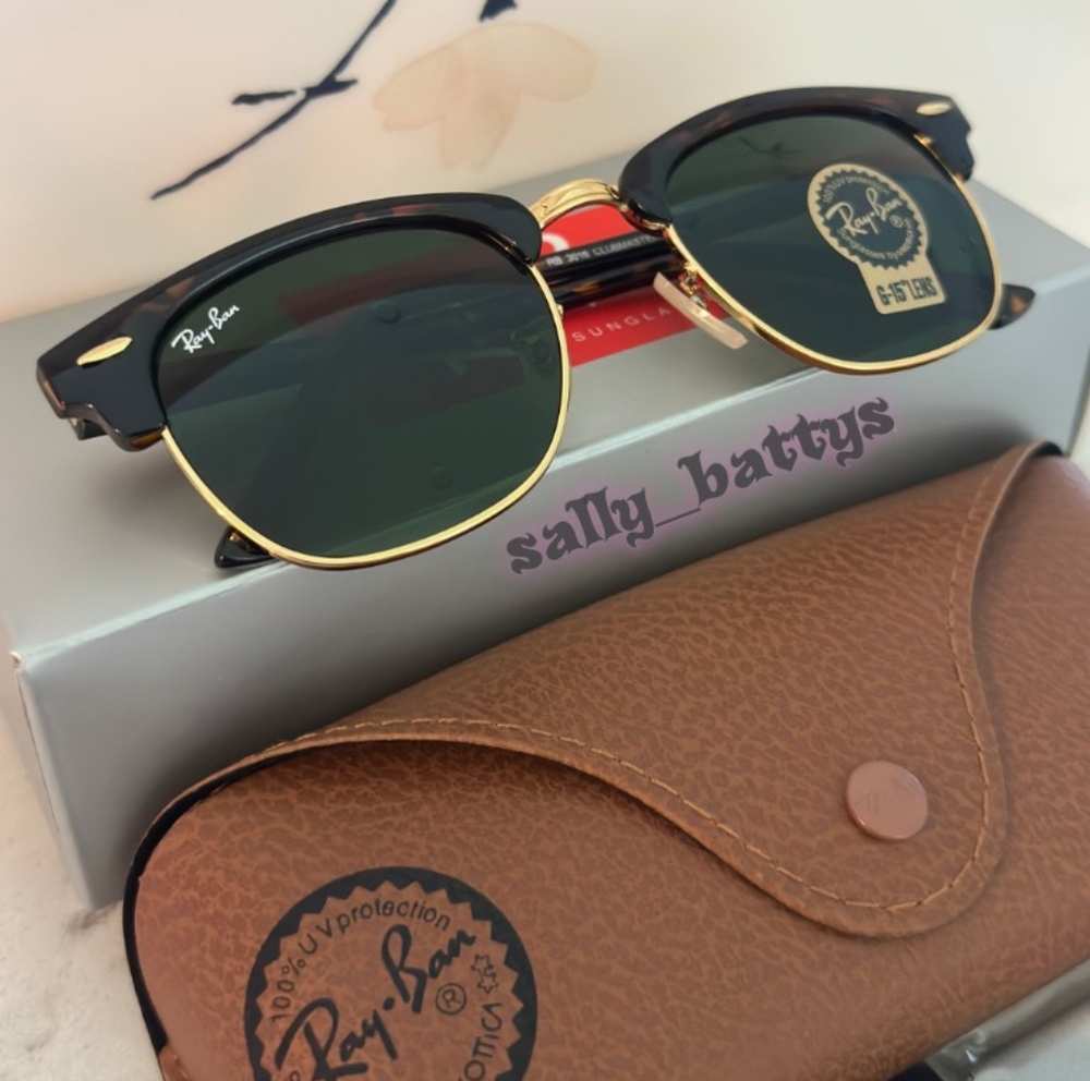 RayBan (Store Display) Clubmaster Tortoise RB3016 Green Lenses - Picture 12 of 16